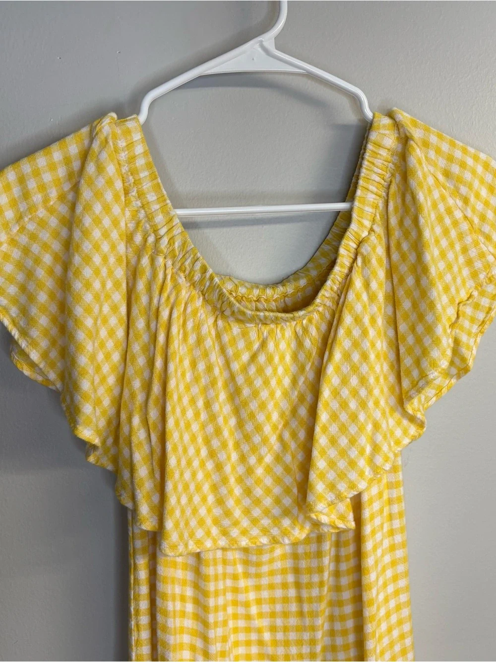 Yellow Gingham Ruffle Womens Dress